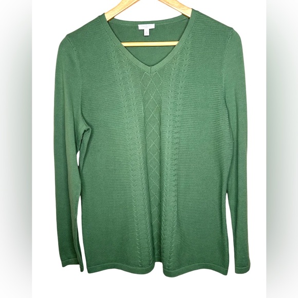 🩷Talbots women Fall Forest green sweater Goblincore size Medium - Picture 1 of 7